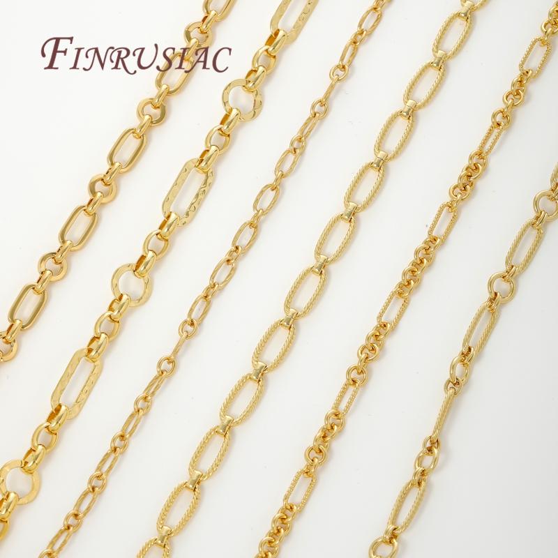 Multiple Styles 0.5-1 Meter 18K Gold Plated Roll Bulk Chains Cable Link Chains For Necklaces High Quality Jewelry Accessories
