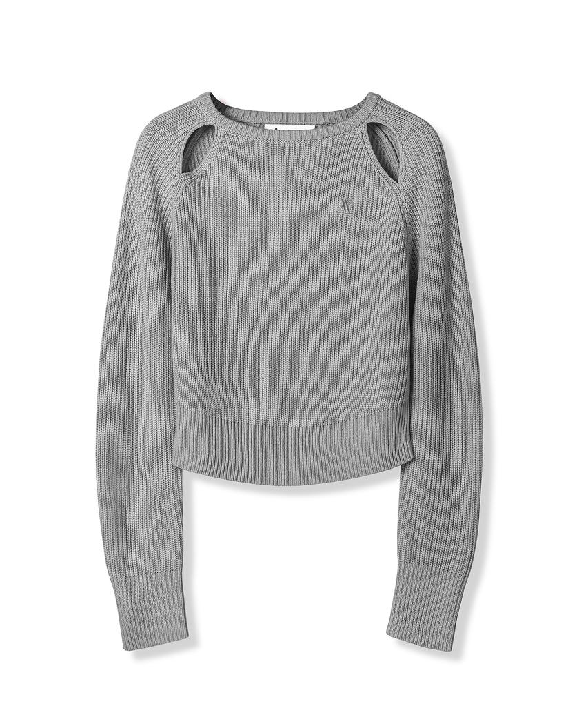 AVANDRESS Ribbed Cut-Out Knit Ivory