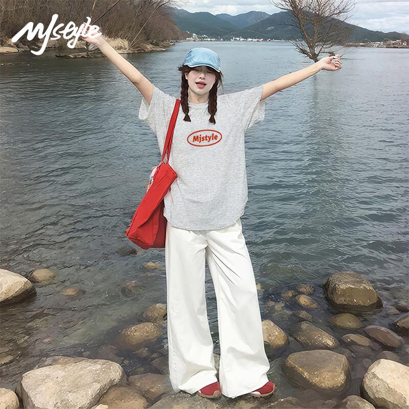 MJ STYLE Women's Cotton Letter Print T-Shirt