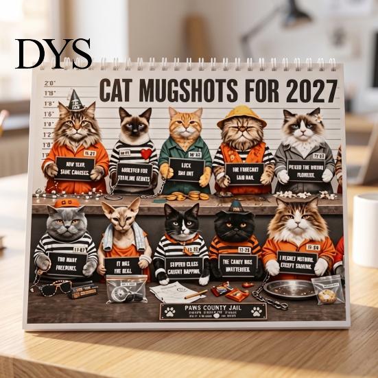 Office And Home Decor 2027 Funny Cat Wall Calendar for Office, Large Print Monthly Planner with Mounted Hanging 12 Unique Cute Photos, Thick