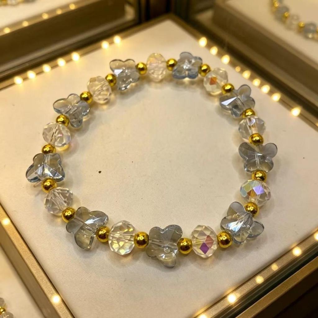 Butterfly Crystal Beaded Bracelet for Women - High-End Fashionable Jewelry, Fresh and Sweet Design