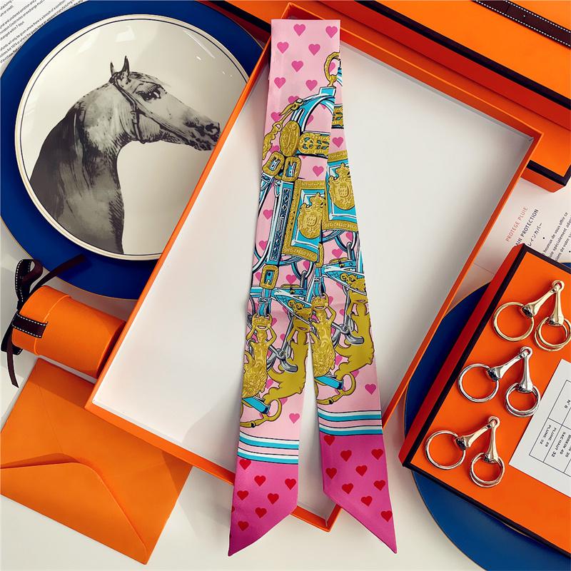 100% Seta Alta Qualità Marca di Lusso Foulard Fascia per Capelli Fascia per Capelli Foulard Nastro Cravattino Foulard Sciarpe Sottili Accessori