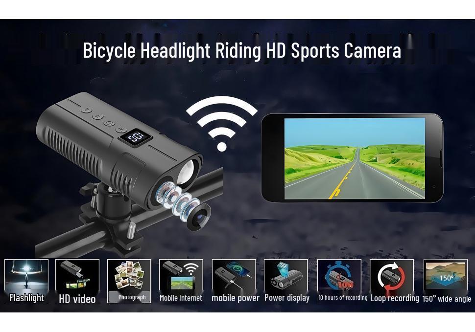 HD Sportkamera Fahrradscheinwerfer: Outdoor-Radfahren, Mountainbike, Straßenrekorder, Taschenlampenkamera