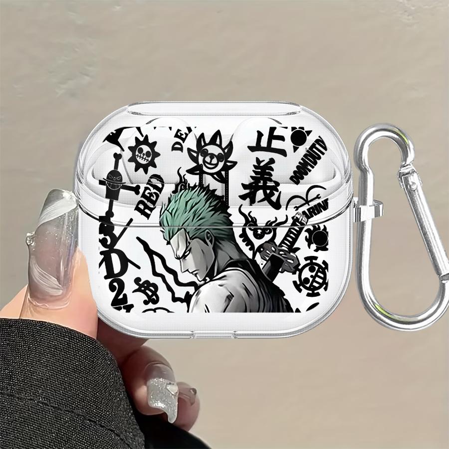 Custodie Trasparenti per Auricolari Cover Con Gancio Custodia Per Samsung Galaxy Buds 4 Pro 2Pro Live 3 FE 4Pro 2 3Pro Anime One Piece Luffy Zoro