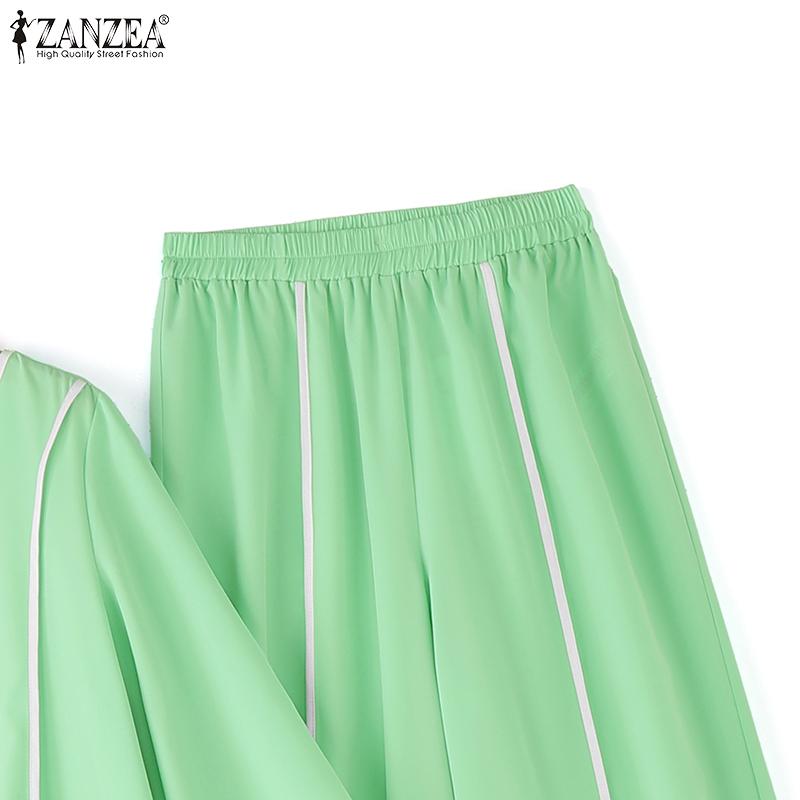 ZANZEA Lässiges zweiteiliges Anzug-Set für Damen mit 3/4-Ärmeln, Bluse und Hose