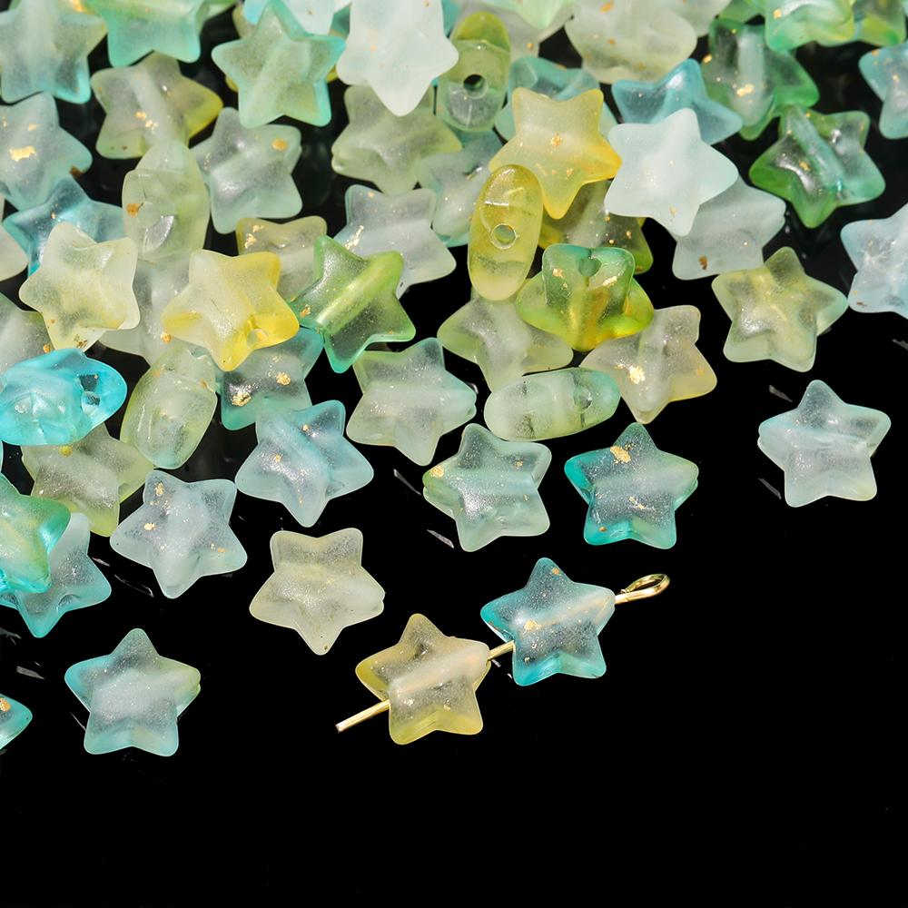 50pcs Acrylic Colorful Beads Star Shaped Spacer Beads for DIY Necklaces Bracelets Keychains Earrings Jewelry Making Accessories