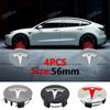 ALL1 4PCS ABS 56mm New Wheel Hub Caps Hub Center Caps Morandi Color Blue Gray Suitable for Model Y X S 2023 Accessories Style