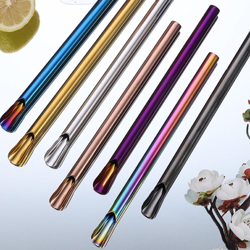 Wide Opening Cup Tubes, Seven Count 304 Steel Beverage Tube Set for Fruit Beverage Cups, Counter Corners and Casual Household Serving