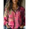 Langarm Casual Hemd Damen Frühling Sommer Vintage Blumenmuster Baumwolle Leinen Stil Bluse