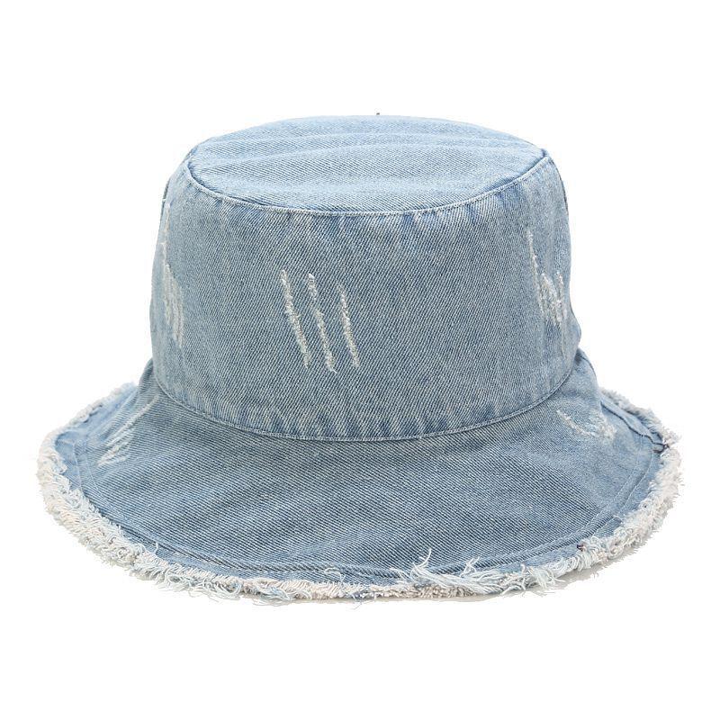 Vintage Denim Fisherman Hat With Wide Brim Sun Protection For Summer Outdoor Wear