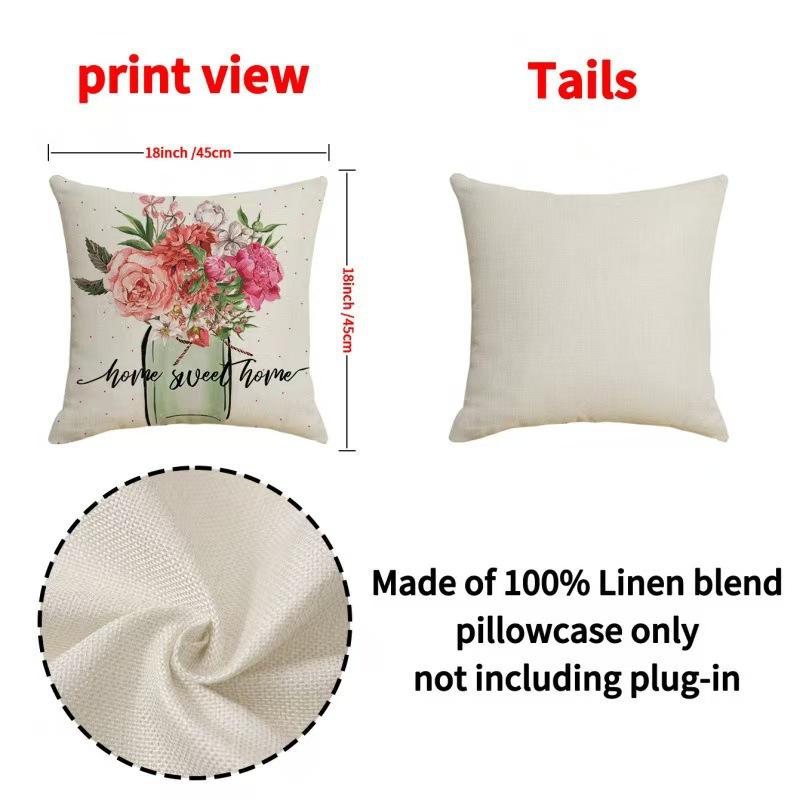New Spring Geometric Print Pillow Cover Linen Green Set Combination Bedside Cushion Living Room Sofa Cushion Cover