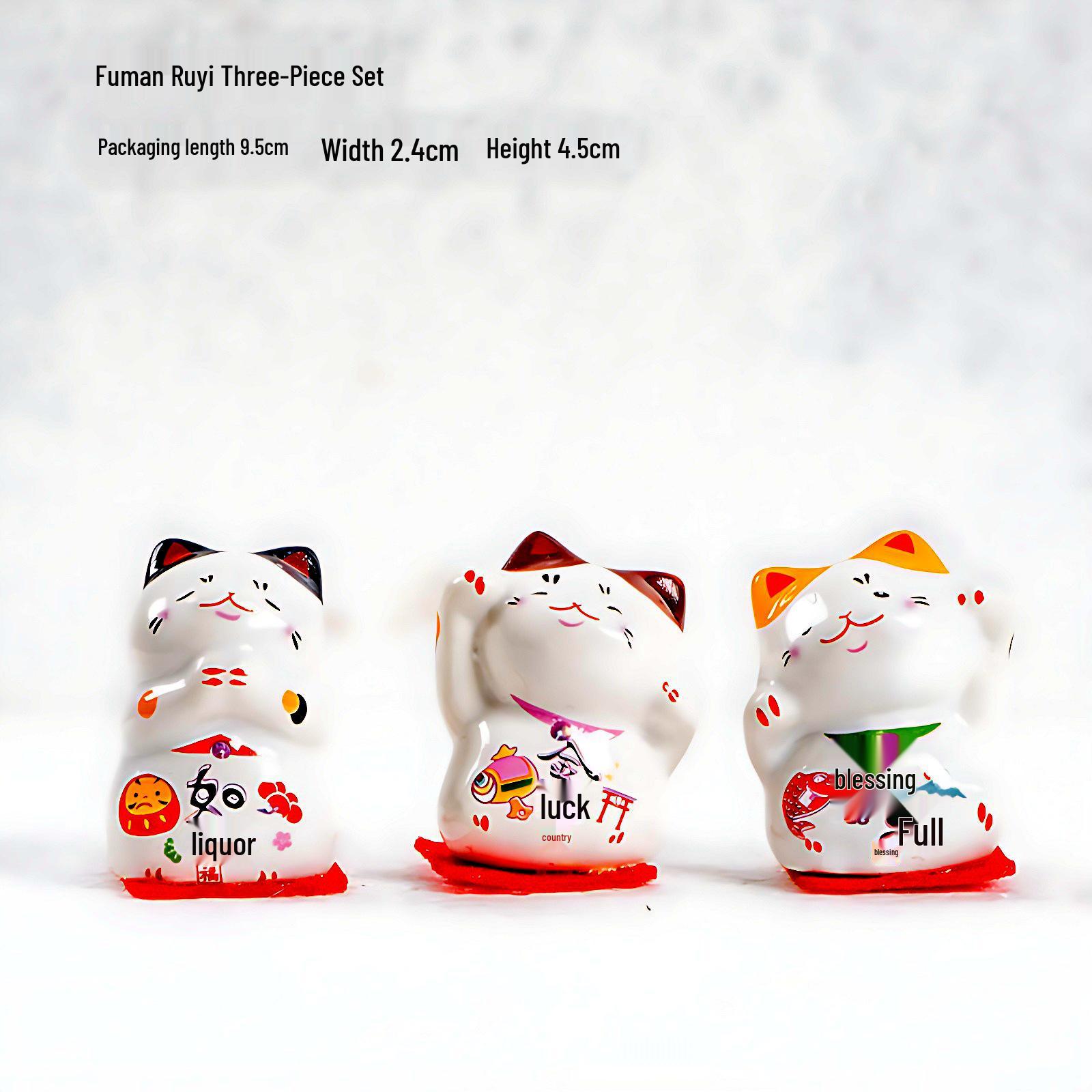 

Набор керамических фигурок Кота Удачи - 3 мини-фигурки манящих котов для богатства и удачи