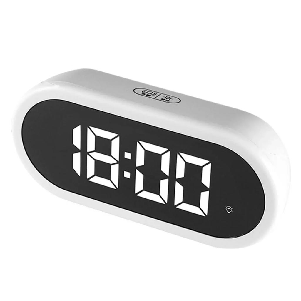 LED Digital Dual Alarm Clock Snooze Modes Adjustable Brightness Voice Control USB Charging Table Timepiece Nightstand Decor