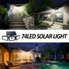 74 LED Solar Lights Outdoor with Motion Sensor Wall Lamp 3 Lighting Modes Waterproof Solar Security Floodlights  for Yard Garden
