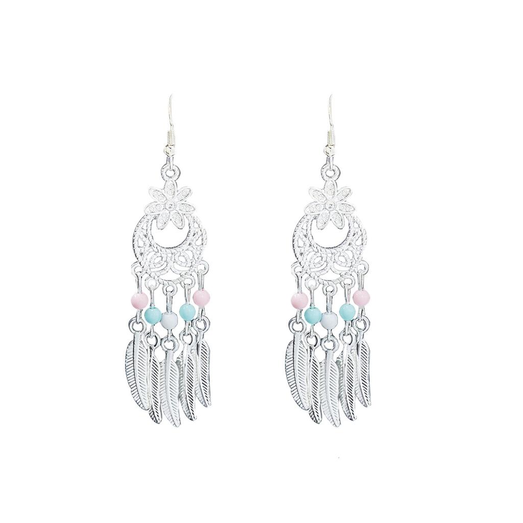 Geometric Round Ethnic Style Earrings, Long Fringed Earrings For Bohemian Retro Tourist Attractions