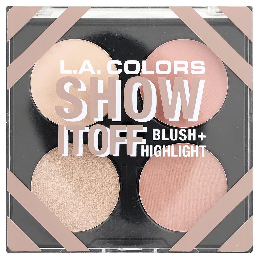 L.A. Colors, Blusher + Highlight Palette, CTP637 Show It Off, 14g (0.49oz)