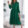 GMXIA Autumn and Winter Lapel Casual Loose Long-sleeved Ruffled Shirt Dress for Women
