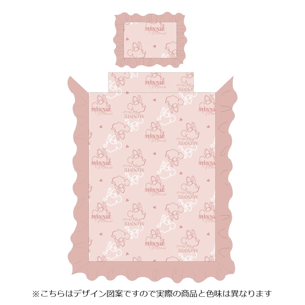 Disney Minnie Mouse Volume Frill Duvet Cover Set Duvet Single Size Minnie Mouse Character Design Long 3-Piece (Pillowcase, Sheet, Cover) (SB-632-D) -