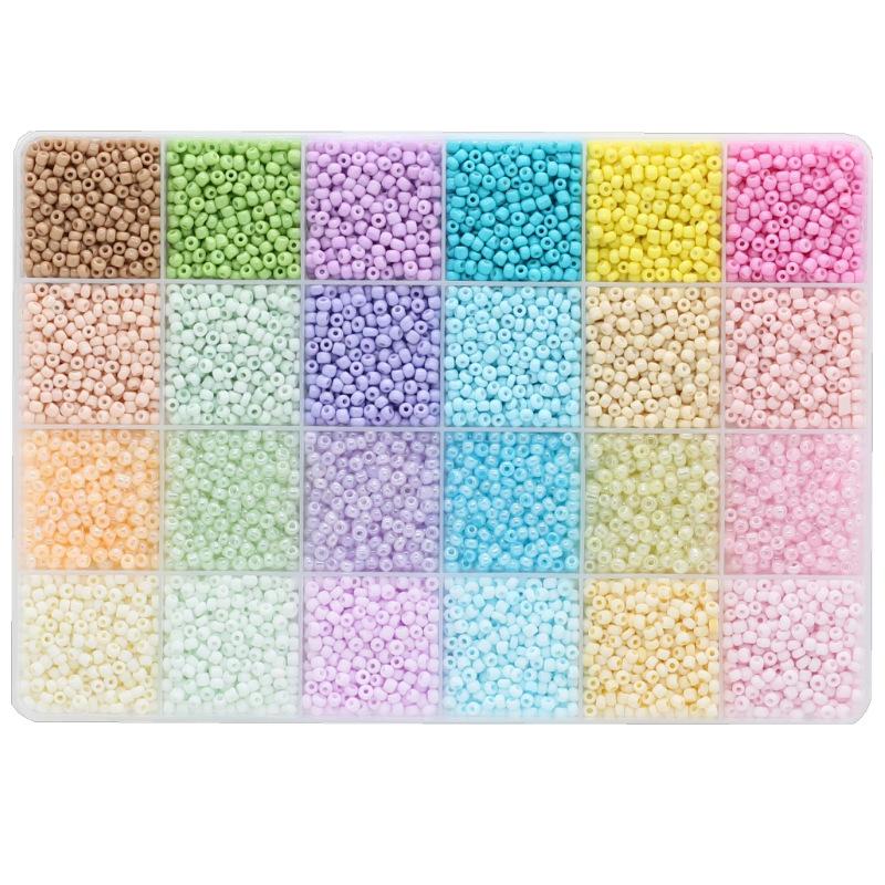 24-Grids Kit 3mm Loose Glass Beads Colorful Handmade Seed Beaded Set Box for DIY Bracelets Necklaces Making Jewelry Accessories