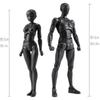 Gnallang Drawing Movable Comes with Changeable Model Cartoon Muscular Male and Female Black Doll, Joints, Stand, Gestures, Doll, Model, Body, -