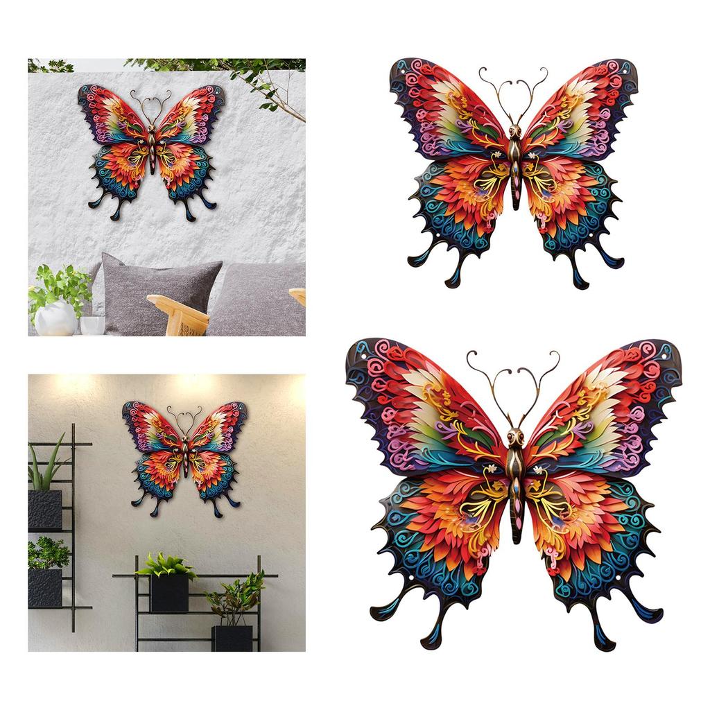 Metal Butterfly Wall Decor Hanging Decor Colorful Lifelike Butterfly Wall Sculpture for Garden Tree Balcony Yard Bedroom