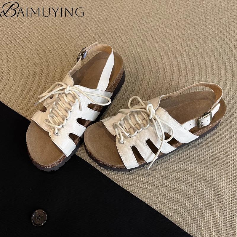 Fashion Flats Platform Women Sandals New Fashion Summer Shoes Casual Open Toe Slippers 2025 Designer Lace Up Roman Shoes Woman Sandalias