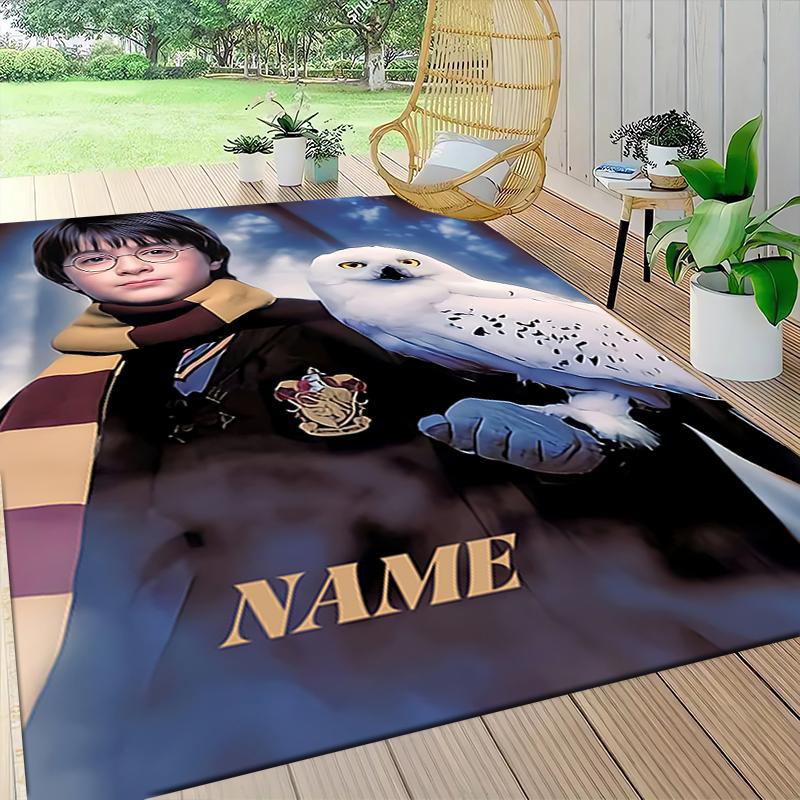 Custom Name "Harry Potter White Owl" Carpet Rug Customizable Soft Washable Anti-Slip Home Living Room Sofa Mats Personalized Rug. 090976