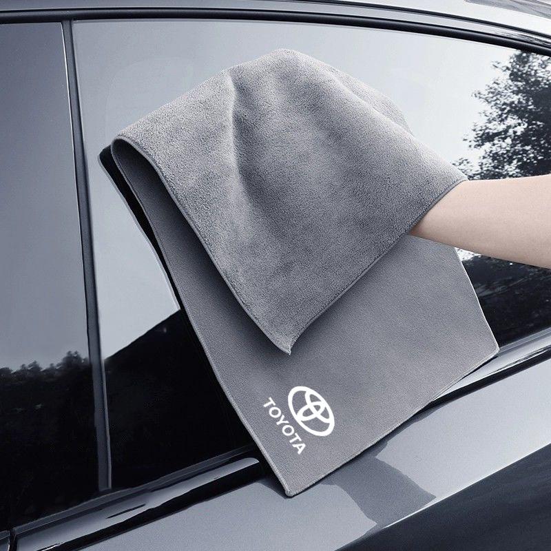 Microfiber Car Wash Towel Drying Cloth Double Layer Plush Water Absorption +Soft Brush For Toyota Corolla Camry Rav4 Yaris Hilux