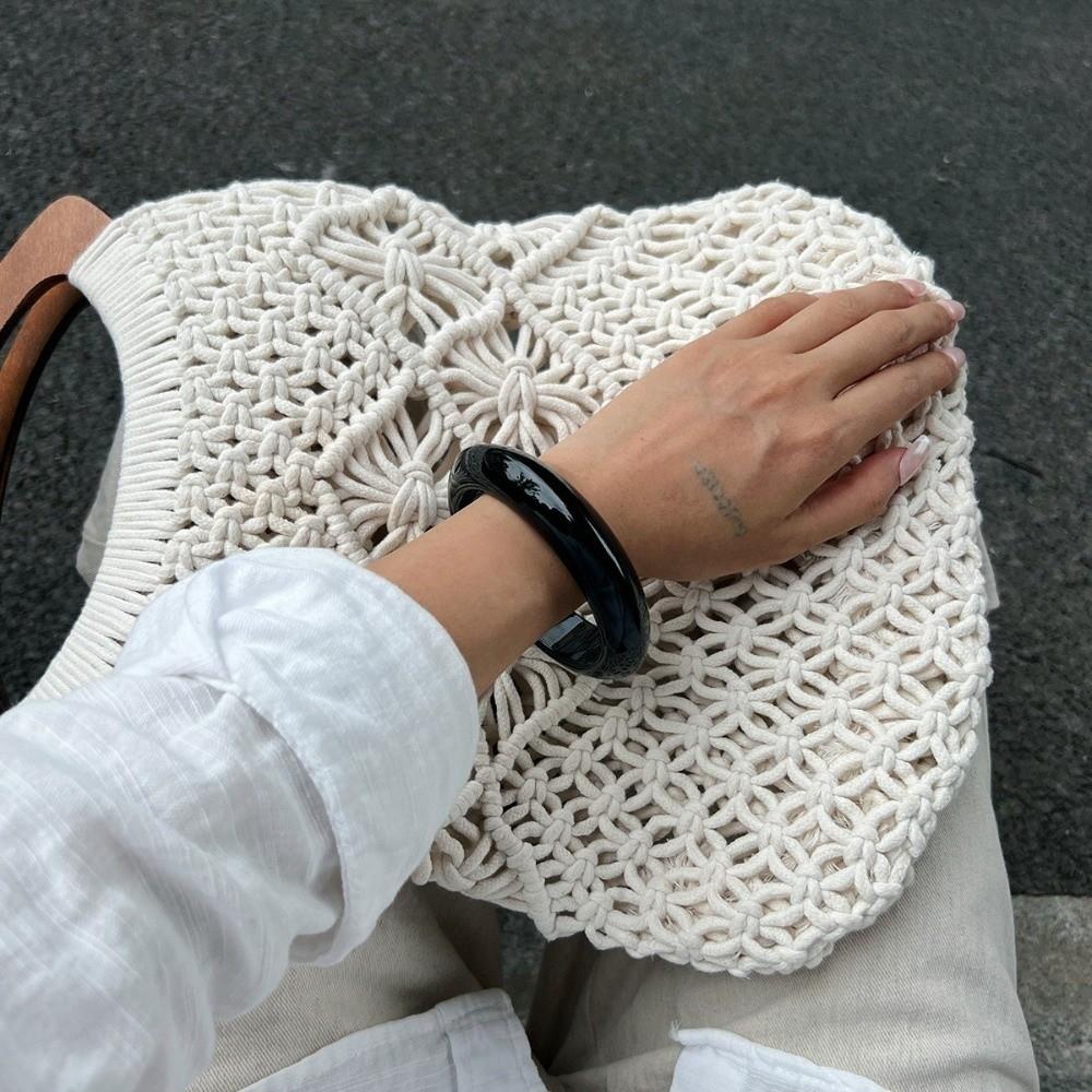Korean Glossy Round Resin Bracelets Thick Geometric Plastic Bangle Stackable Elegant Wide Bracelets Fashion