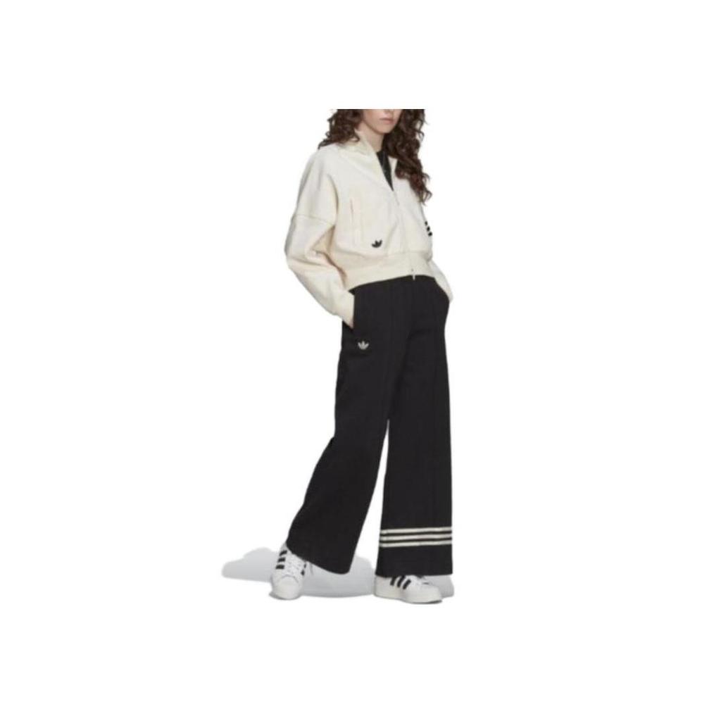adidas Veste de survêtement Originals Trefoil FW22 avec logo brodé et col montant ample pour femme Blanc cassé HM1749