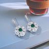Fashion Banquet Square Luxury Zircon Earrings Square Geometric Earrings
