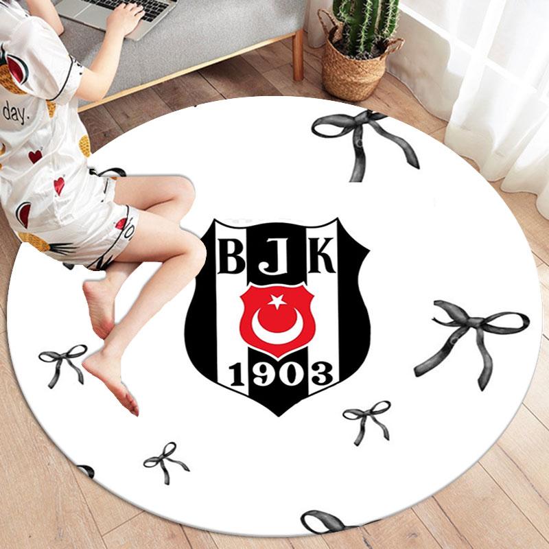 Besiktas Gymnastics Club Round Area Rug,Carpet Rug for Living Room Bedroom Sofa Playroom Decor,Non-slip Floor Mat