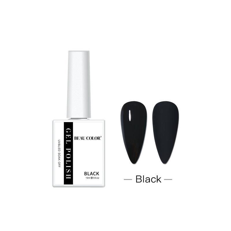 BEAU COLOR 1pcs Black White Red Solid Pure Color Nail Gel Polish for Nail Art Salon Painting Design and Home Manicure DIY