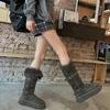Thick-soled Gray Snow Boots Women's Winter 2025 New Two-wear Long Tube Thickened Warm Versatile High Boots Cotton Shoes