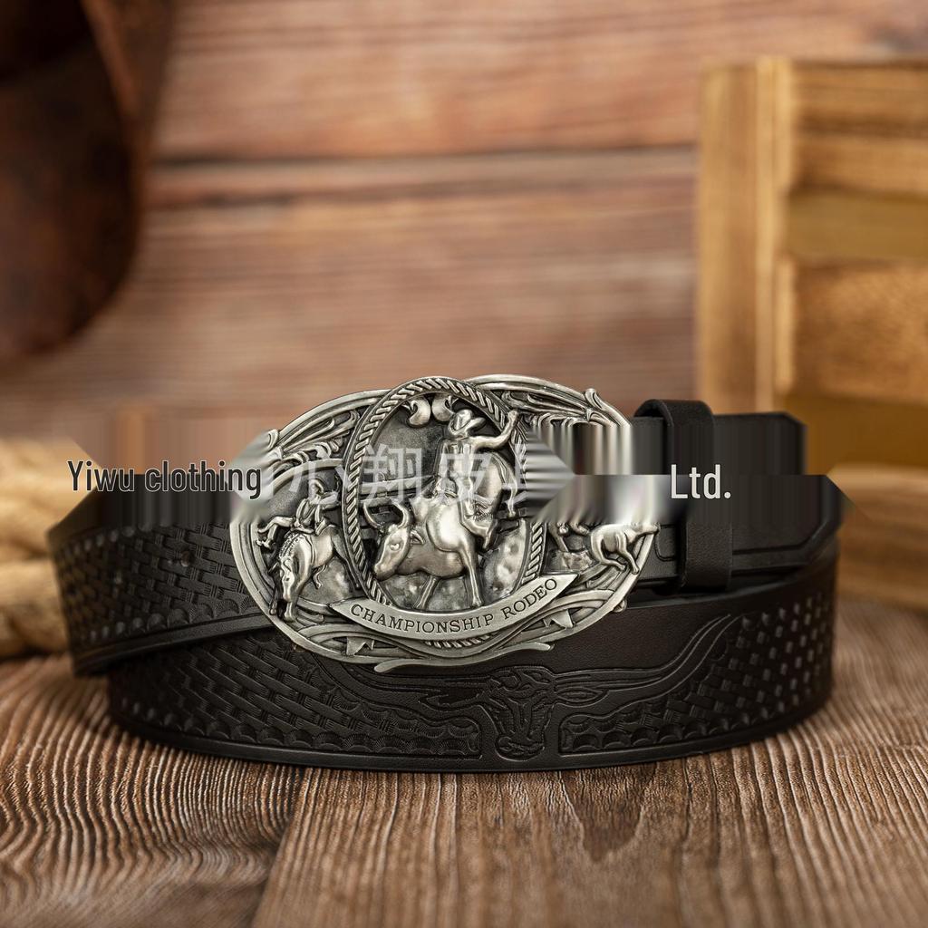 Zinc Alloy Smooth Embossed Retro Cowboy Horse Belt Buckle for Men