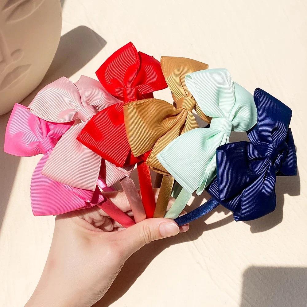 10pcs/set Cute Grosgrain Ribbon Hair Bows Headbands for Women Girls Princess Bowknot Hairbands Daily Headwear Hair Accessories