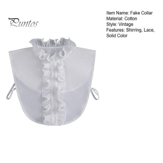 False Shirt Collar Fake Solid Color Lace Shirring Elegant Vintage Match Clothes Formal Lightweight Lady for Work