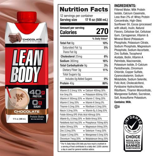 Lean Buddy RTD Chocolate Ice Cream Flavor 17 Oz (12 Cans)