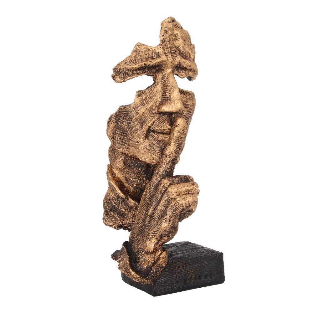 17 X 7.5 X 6cm Silence Is Gold Statue Antique Finish Silence Is Gold Figurine  Home Decor