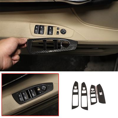 ABS Carbon Fiber Car Window Glass Lift Switch Button Control Panel Frame Cover Trim for BMW 7 Series G11 F01 2009-2018