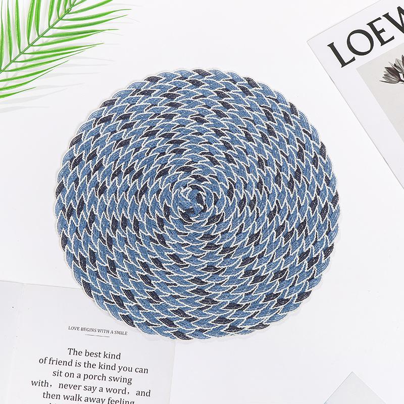 Braided Veil Ramie Placemat 18CM Round Thermal Insulation Pad Three-strand Braided Coffee Table Pad Fruit Pad for Non-slip