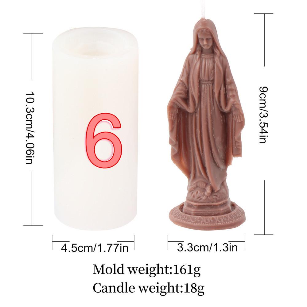 

3D Virgin Mary Shape Silicone Candle Molds Jesus Sculpture Statu DIY Goddess Resin Making Resin Soap Casting Aroma Gypsum