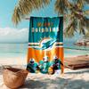 proof beach towel with Miami Dolphins logo pattern - soft,absorbent,quick-drying,machine washable - perfect for swimming,camping,bathing