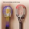 Wall Mounted Badminton Racket Holder Punch Free With Ball Hanger 3-Slots Storage Rack For Tennis Pickleball Ping Pong Paddle