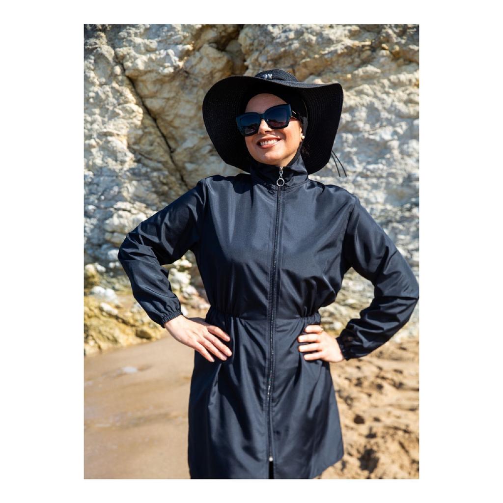 Geanta Geanta Taie Elastica Costum De Baie Hijab Set 2 Piese Bleumarin