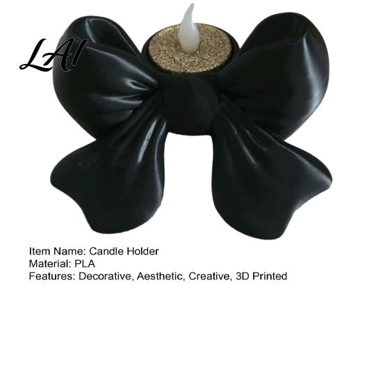 Modern PLA Bow Ornament 3D Printed Candle Holder Decorative Candlestick Stand for Scented Candles Delicate Gift Holiday & LED Tealights Elegant