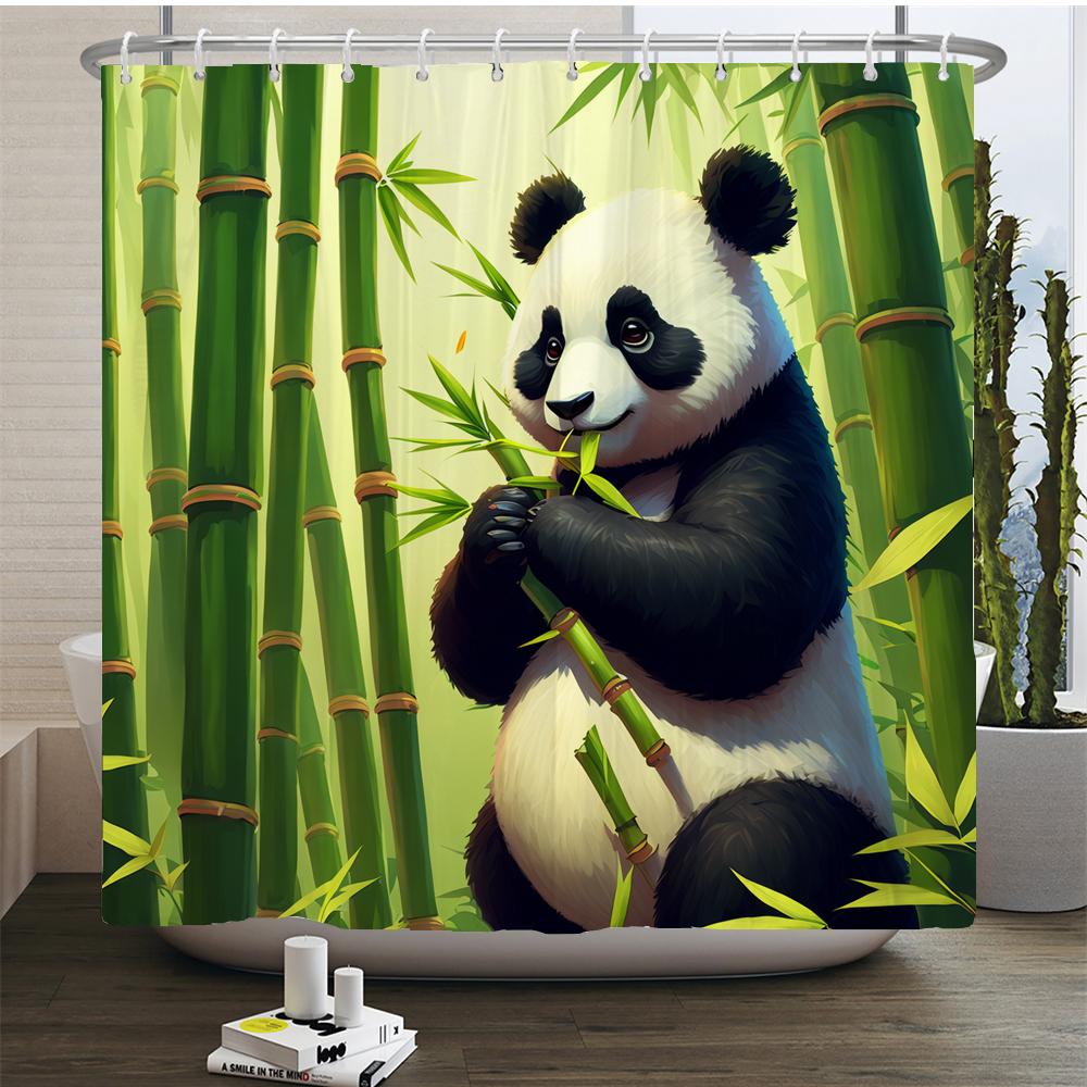 Cute Cartoon Panda Printed Fabric Waterproof Shower Curtain With Hooks For Bathtub Bathroom Screens Home Decor Wall Cloth