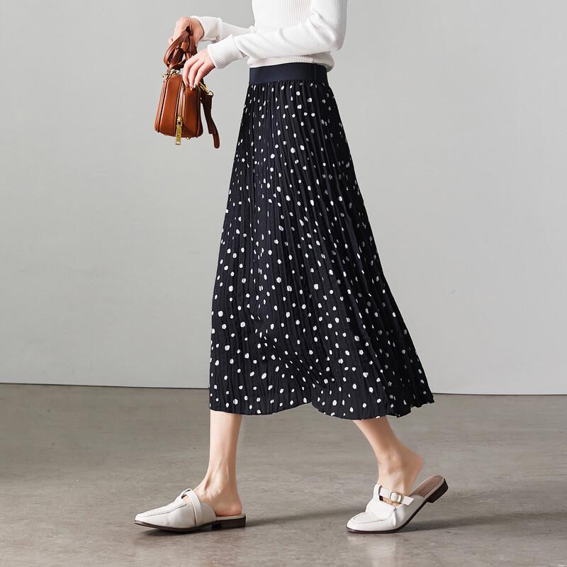 SOFSIL 2026 Spring Polka Dot A-Line Pleated Skirt 27/M