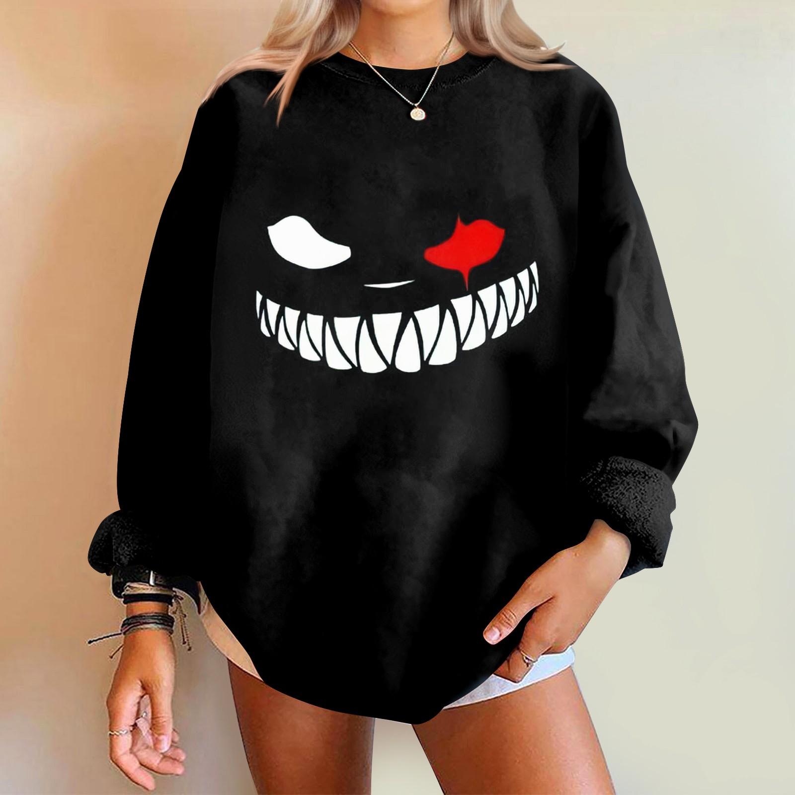 

Женский свитер с принтом Expression, круглый вырез, спущенные плечи, длинный рукав, толстовка S киноварь