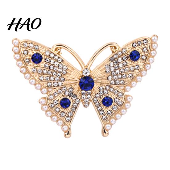 Daily Wear Jewelry Women Rhinestone Butterfly Brooch Pin, Vintage Insect Alloy Badge Elegant Clothing Accessories for Wedding Party Prom Dress